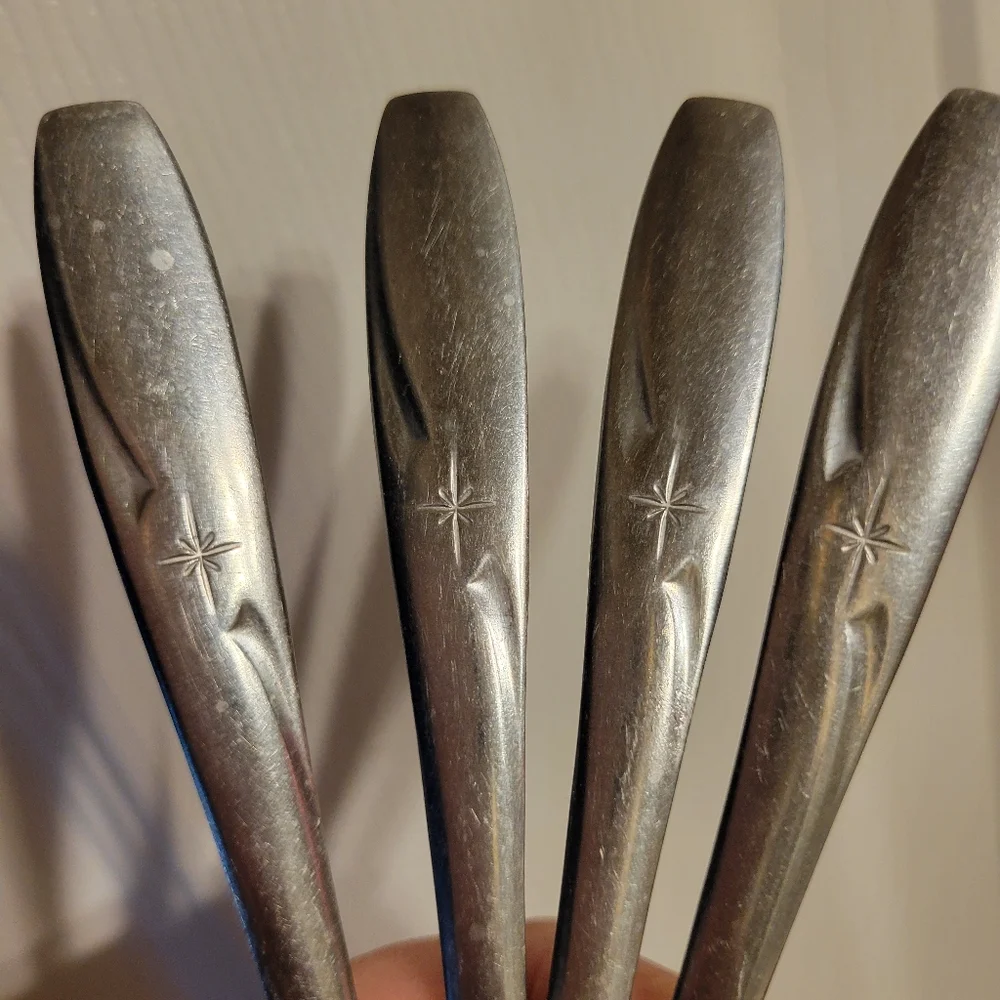 Atomic Northern Star Spoons (4)~ Stainless by Wallace ~ Vintage ~ Retro ~ 1960s?